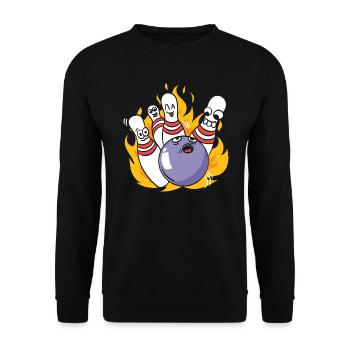 Bowling Zerstörte Pins Kegeln - Unisex Sweatshirt - black - Front - Alina (178cm) & Michal (187cm)