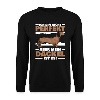 Mein Dackel Ist Perfekt Rauhaardackel - Unisex Sweatshirt - black - Front - Alina (178cm) & Michal (187cm)