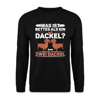 Was Ist Besser Als Ein Dackel Zwei Dackel - Unisex Sweatshirt - black - Front - Alina (178cm) & Michal (187cm)