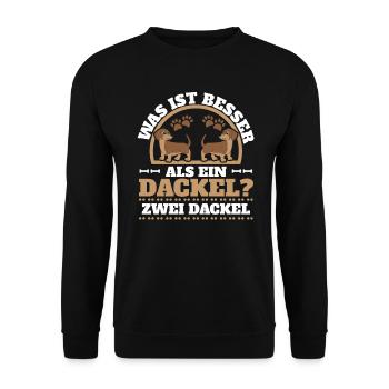 Was Ist Besser Als Ein Dackel Zwei Dackel - Unisex Sweatshirt - black - Front - Alina (178cm) & Michal (187cm)
