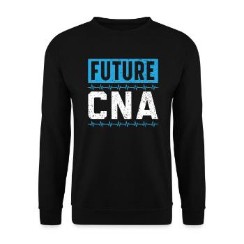 Zertifizierte Pflegehelferin Medical Future CNA - Unisex Pullover - Schwarz - Vorne - Alina (178cm) & Michal (187cm)
