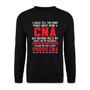 Zertifizierte Pflegehelferin CNA - Unisex Pullover - Schwarz - Vorne - Alina (178cm) & Michal (187cm)