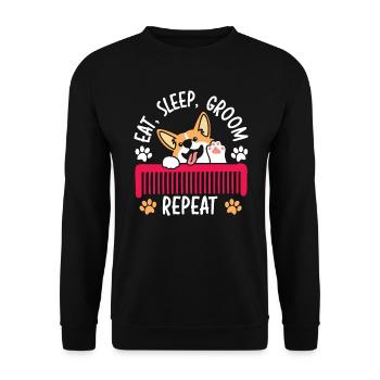 Manger Sommeil Groom Répéter Pet Grooming Dog Groomer - Sweat-shirt Unisexe - noir - Devant - Alina (178cm) & Michal (187cm)
