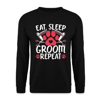 Manger Sommeil Groom Répéter Pet Grooming Dog Groomer - Sweat-shirt Unisexe - noir - Devant - Alina (178cm) & Michal (187cm)