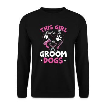 Cette fille aime toiletter les chiens furologue - Sweat-shirt Unisexe - noir - Devant - Alina (178cm) & Michal (187cm)