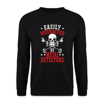 Leicht abgelenkt durch Metalldetektoren Schatzsuche - Unisex Pullover - Schwarz - Vorne - Alina (178cm) & Michal (187cm)