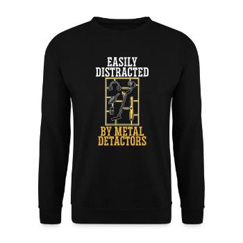 Leicht abgelenkt durch Metalldetektoren Schatzsuche - Unisex Pullover - Schwarz - Vorne - Alina (178cm) & Michal (187cm)