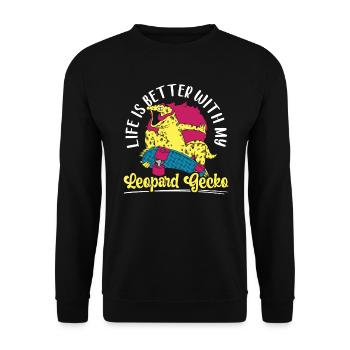 La vie est meilleure avec mon amoureux des reptiles gecko léopard - Sweat-shirt Unisexe - noir - Devant - Alina (178cm) & Michal (187cm)