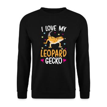 J’aime mon gecko léopard reptile gecko - Sweat-shirt Unisexe - noir - Devant - Alina (178cm) & Michal (187cm)