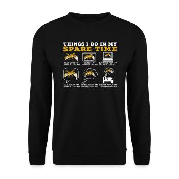 Ce que je fais pendant mon temps libre Leopard Gecko Lover - Sweat-shirt Unisexe - noir - Devant - Alina (178cm) & Michal (187cm)
