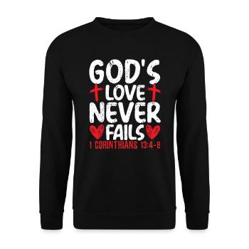 God's Love Never Fails Christian Believer - Unisex Sweatshirt - black - Front - Alina (178cm) & Michal (187cm)