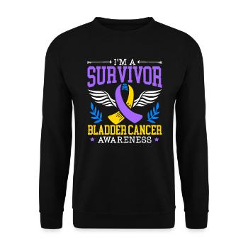 Survivant du cancer de la vessie Sensibilisation au cancer de la vessie - Sweat-shirt Unisexe - noir - Devant - Alina (178cm) & Michal (187cm)
