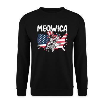 Meowica Patriotic America USA 4th Of July America - Unisex Sweatshirt - black - Front - Alina (178cm) & Michal (187cm)