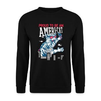 Proud To Be An Ameri-cat America 4th Of July - Unisex Sweatshirt - black - Front - Alina (178cm) & Michal (187cm)