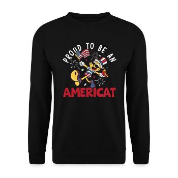 Proud To Be An Ameri-cat America 4th Of July - Unisex Sweatshirt - black - Front - Alina (178cm) & Michal (187cm)