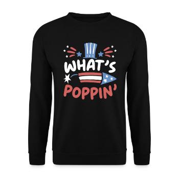 Was ist Poppin America USA Patriotic 4. Juli - Unisex Pullover - Schwarz - Vorne - Alina (178cm) & Michal (187cm)