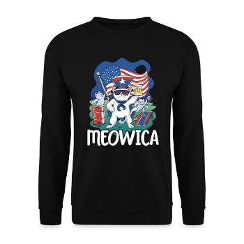 Meowica Patriotic America USA 4th Of July America - Unisex Sweatshirt - black - Front - Alina (178cm) & Michal (187cm)