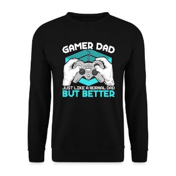 Gamer Dad Just Like A Normal Dad But Cooler - Unisex Sweatshirt - black - Front - Alina (178cm) & Michal (187cm)