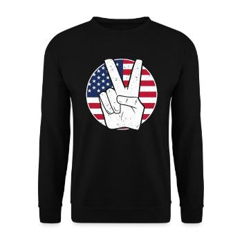 Amérique patriotique États-Unis Drapeau 4 juillet Américain - Sweat-shirt Unisexe - noir - Devant - Alina (178cm) & Michal (187cm)