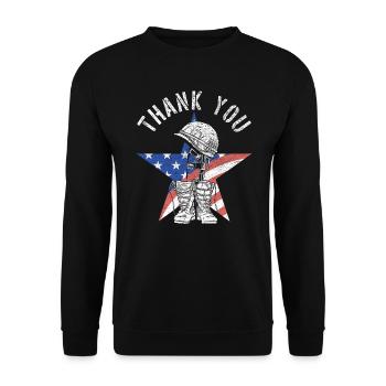 Patriotic Veteran USA Flag American Memorial Day - Sweat-shirt Unisexe - noir - Devant - Alina (178cm) & Michal (187cm)