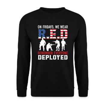 Patriotischer Veteran USA Flagge Amerikanischer Gedenktag - Unisex Pullover - Schwarz - Vorne - Alina (178cm) & Michal (187cm)
