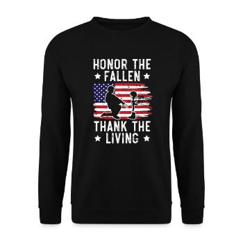 Honorez les morts grâce au Living USA Memorial Day - Sweat-shirt Unisexe - noir - Devant - Alina (178cm) & Michal (187cm)