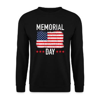 Patriotic Veteran USA Flag American Memorial Day - Unisex Sweatshirt - black - Front - Alina (178cm) & Michal (187cm)