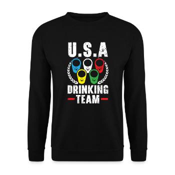 Patriotisches Amerika USA Flagge 4. Juli Amerikanisch - Unisex Pullover - Schwarz - Vorne - Alina (178cm) & Michal (187cm)