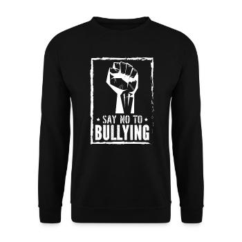 Sagen Sie Nein zu Mobbing Anti Mobbing Orange Day - Unisex Pullover - Schwarz - Vorne - Alina (178cm) & Michal (187cm)