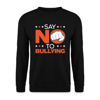 Sagen Sie Nein zu Mobbing Anti Mobbing Orange Day - Unisex Pullover - Schwarz - Vorne - Alina (178cm) & Michal (187cm)