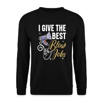 Ich gebe die besten Blow Jobs Friseur Friseursalon - Unisex Pullover - Schwarz - Vorne - Alina (178cm) & Michal (187cm)