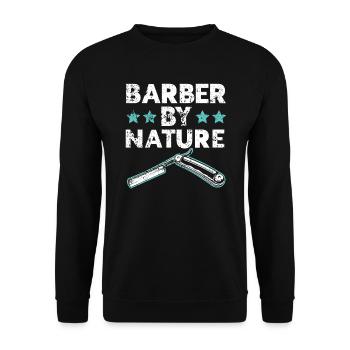 Barber By Nature Haircut Barbershop Hairstylist - Unisex Sweatshirt - black - Front - Alina (178cm) & Michal (187cm)