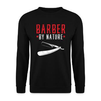 Barber By Nature Haircut Barbershop Hairstylist - Unisex Sweatshirt - black - Front - Alina (178cm) & Michal (187cm)