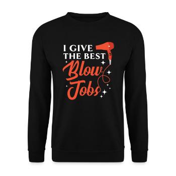 I Give The Best Blow Jobs Haircut Barbershop - Unisex Sweatshirt - black - Front - Alina (178cm) & Michal (187cm)