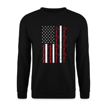 USA Flag Haircut Barbershop Barber 4th Of July - Unisex Sweatshirt - black - Front - Alina (178cm) & Michal (187cm)