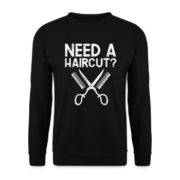 Need A Haircut Barbershop Hairstylist Barber - Unisex Sweatshirt - black - Front - Alina (178cm) & Michal (187cm)