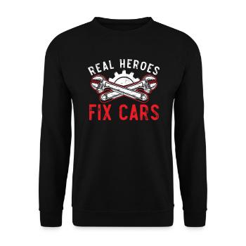 Real Heroes Fix Cars Diesel Mechanic Auto Mechanic - Unisex Sweatshirt - black - Front - Alina (178cm) & Michal (187cm)