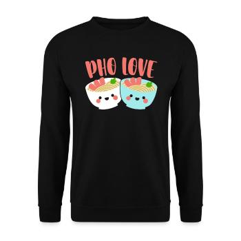 Pho Lover Essstäbchen Vietnamesische Nudeln Asiatisches Essen - Unisex Pullover - Schwarz - Vorne - Alina (178cm) & Michal (187cm)