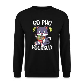 Pho Lover Essstäbchen Vietnamesische Nudeln Asiatisches Essen - Unisex Pullover - Schwarz - Vorne - Alina (178cm) & Michal (187cm)