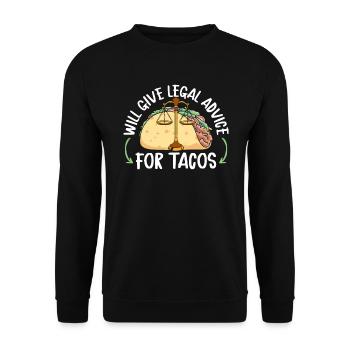 Donnera des conseils juridiques pour Tacos Attorney Lawyer - Sweat-shirt Unisexe - noir - Devant - Alina (178cm) & Michal (187cm)