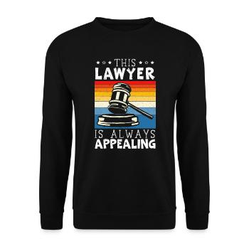 Juge Instance Salle d’audience Droit Justice Avocat Avocat - Sweat-shirt Unisexe - noir - Devant - Alina (178cm) & Michal (187cm)