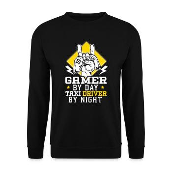 Gamer By Day Taxi Driver By Night Cab Driver - Unisex Sweatshirt - black - Front - Alina (178cm) & Michal (187cm)