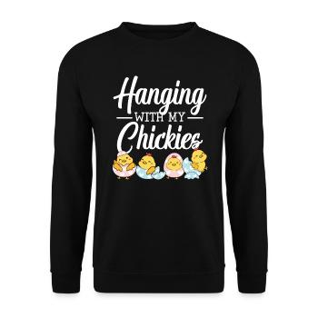 Chicken Farmer Chicken Whisperer Farm Animal - Unisex Sweatshirt - black - Front - Alina (178cm) & Michal (187cm)