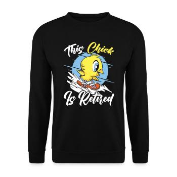 This Chick Is Retired Chicken Farmer Poultry - Unisex Sweatshirt - black - Front - Alina (178cm) & Michal (187cm)