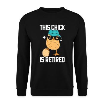 This Chick Is Retired Chicken Farmer Poultry - Unisex Sweatshirt - black - Front - Alina (178cm) & Michal (187cm)
