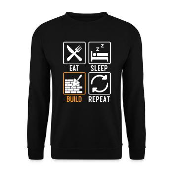 Manger Dormir Construire Répéter Construction Maçon - Sweat-shirt Unisexe - noir - Devant - Alina (178cm) & Michal (187cm)