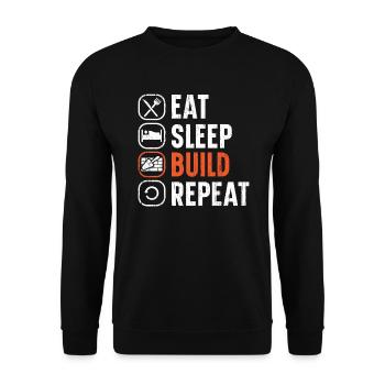 Manger Dormir Construire Répéter Construction Maçon - Sweat-shirt Unisexe - noir - Devant - Alina (178cm) & Michal (187cm)
