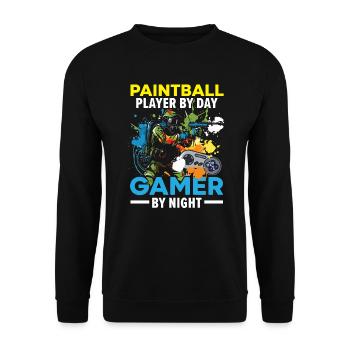 Videospiel-Liebhaber Paintball-Spieler Paintballer - Unisex Pullover - Schwarz - Vorne - Alina (178cm) & Michal (187cm)