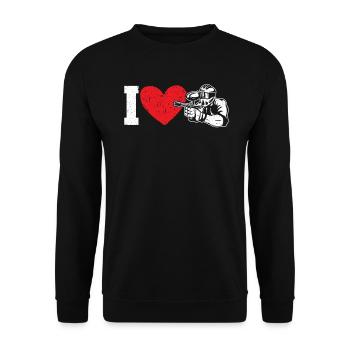 Paintball Paint Gun Paintball Player Paintballer - Unisex Sweatshirt - black - Front - Alina (178cm) & Michal (187cm)