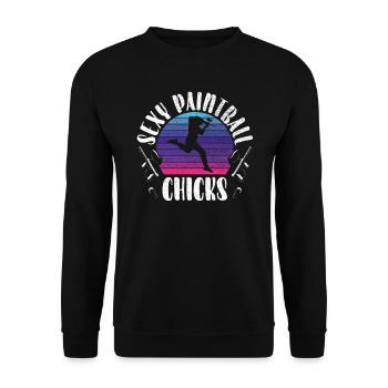 Paintball Paint Gun Paintball Player Paintballer - Unisex Sweatshirt - black - Front - Alina (178cm) & Michal (187cm)